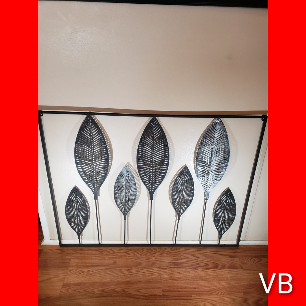 Wrought Iron Hanging Leaf Art (See Measurements).